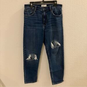 Abercrombie & Fitch Women 's Dark Blue The Mom High Rise Jeans